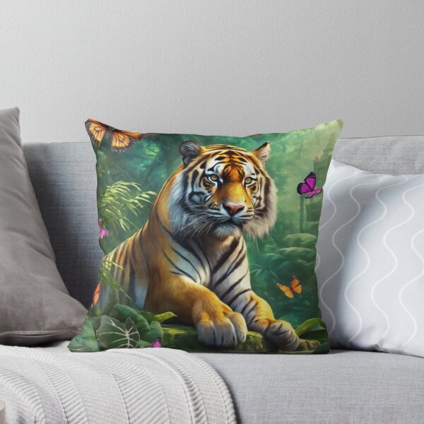 Item preview, Tiger and butterfly, plants, flowers, nature, pagoda, China designed and sold by Sugar Wisdom .