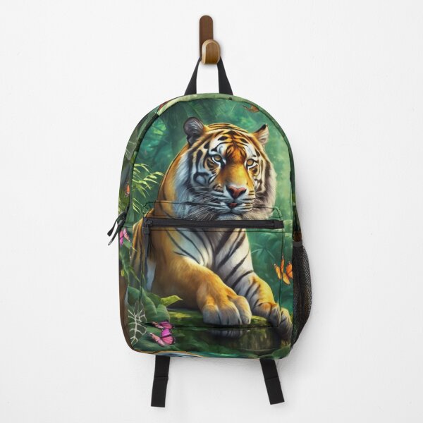 Item preview, Tiger and butterfly, plants, flowers, nature, pagoda, China designed and sold by Sugar Wisdom .