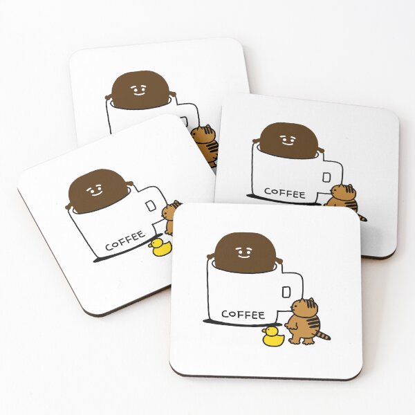 Item preview, a Cat and a Duck with a coffee guy designed and sold by superbaechoo.