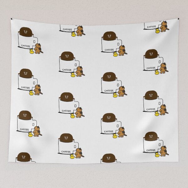 Item preview, a Cat and a Duck with a coffee guy designed and sold by superbaechoo.