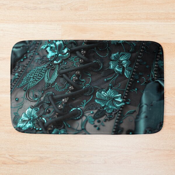Item preview, Black corset texture and turquoise embroidered flower lace designed and sold by Fantasyplus.