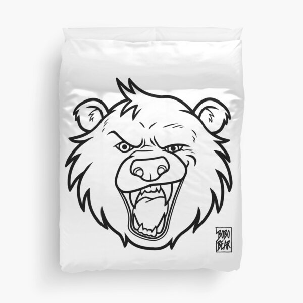 BOBO LIKES TO GROWL - BLACK LINEART Duvet Cover
