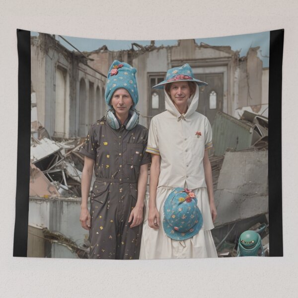 Item preview, Weird couple wearing funny blue hats designed and sold by KALEIDOSCOPE UK.