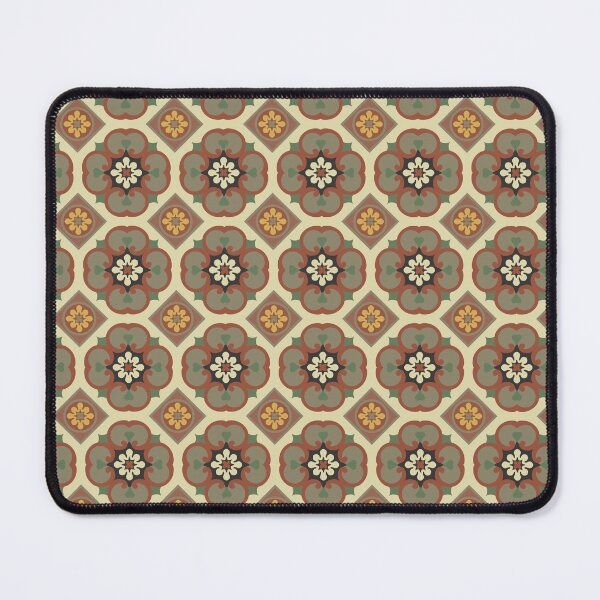 Item preview, Browny flowers on tiles, retro vintage inspiration for floors with muted earthy colours. designed and sold by by Mònica Roca.
