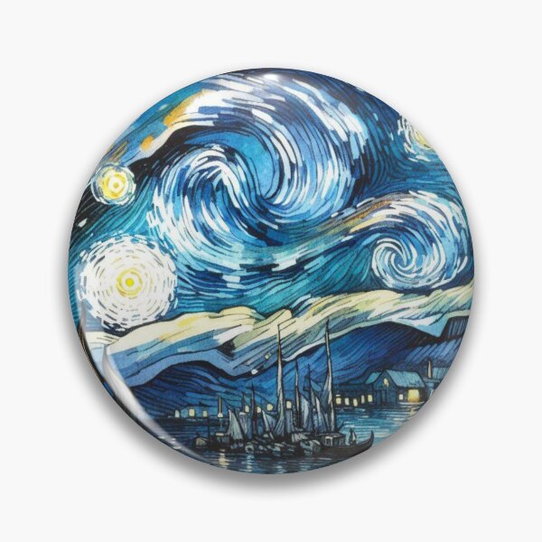 Artikelvorschau, Sternennacht neu interpretiert: Eine Hommage an Van Gogh in Aquarell und Tinte entworfen und verkauft von Hatomomox.