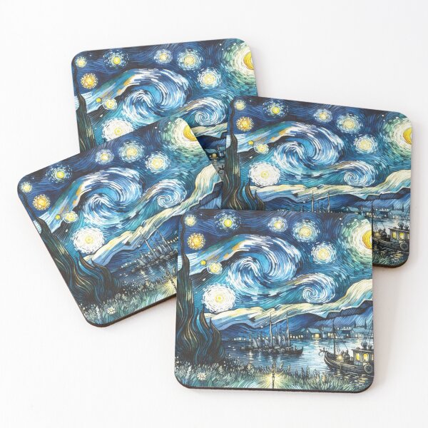 Item preview, Starry Night Reimagined: A Watercolor and Ink Tribute to Van Gogh designed and sold by Hatomomox.