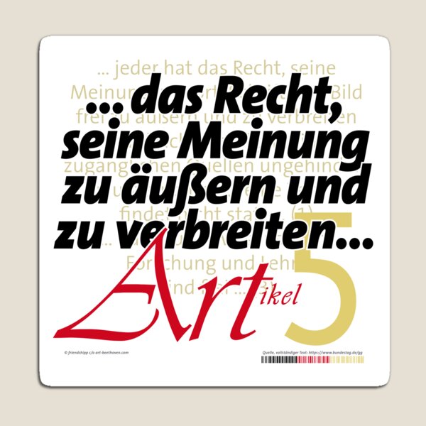 "Recht auf Meinungsfreiheit" - Artikel 5 | Grundgesetz der Bundesrepublik Deutschland Magnet