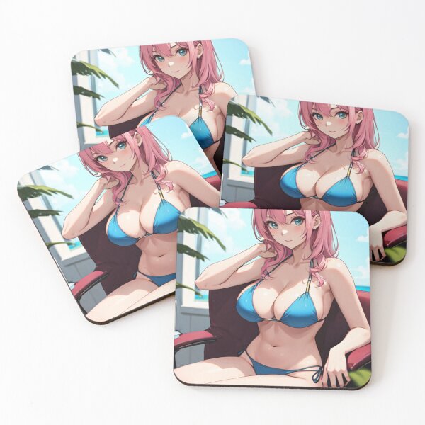 Item preview, Anime Girl in a Bikini with Pink Hair Sits on a Chair designed and sold by kenvel.