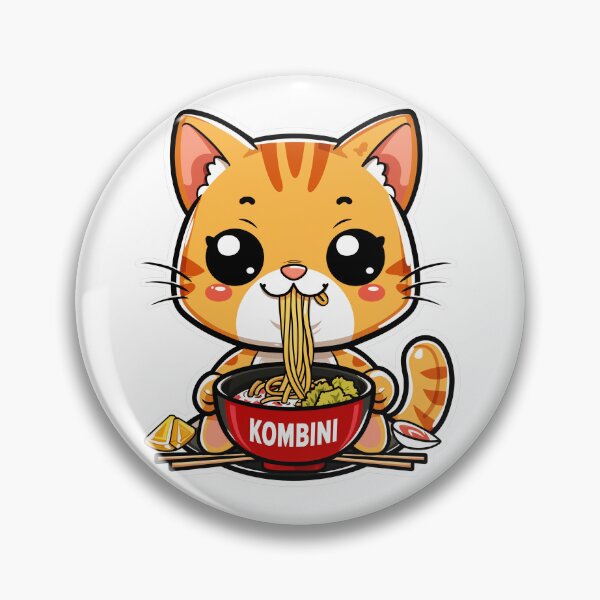 Item preview, Kombini, happy cat eating ramen designed and sold by Mikakujumi.