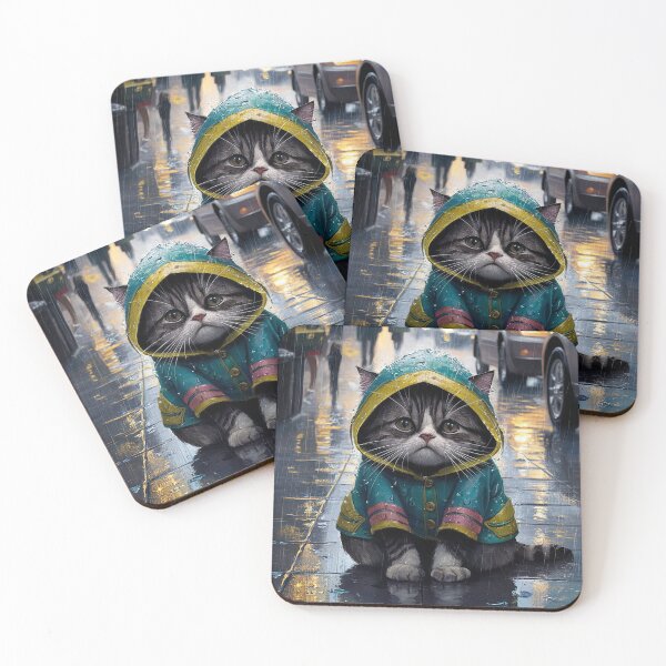 Item preview, Rainy Day Kitty: A Cute Cat in Raincoat designed and sold by 3MillsDesign.