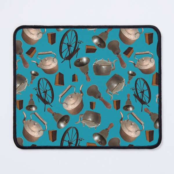 Item preview, Bells, Books, Spinning Wheels and Kettles on Blue 5748 designed and sold by Art in My Loft.