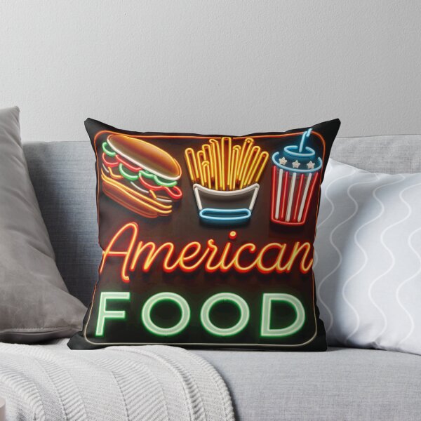 NEON PICTURES AMERICAN FOOD Throw Pillow
