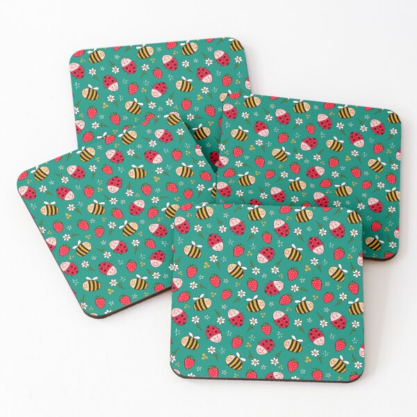Item preview, Ladybird, bee and strawberry turquoise designed and sold by HasenKinder.