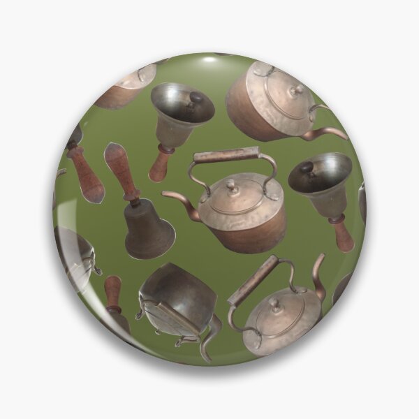 Item preview, Antique Bells and Copper Kettles on Khaki designed and sold by Art in My Loft.