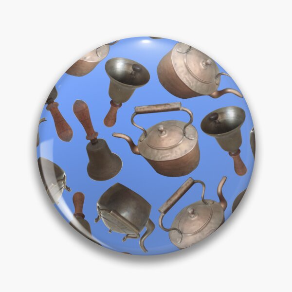 Item preview, Antique Bells and Copper Kettles on Deep Sky Blue designed and sold by Art in My Loft.