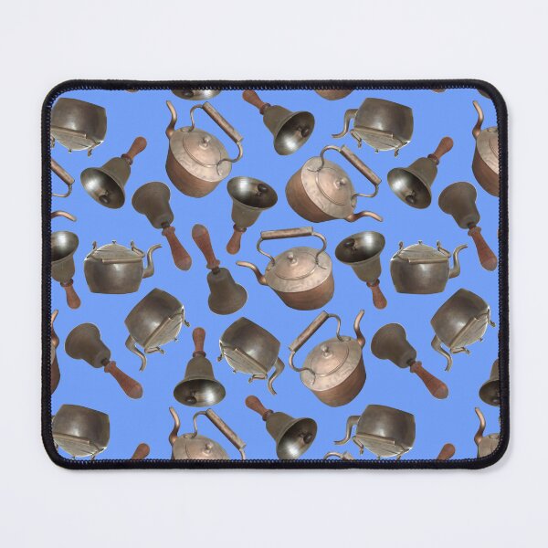 Item preview, Antique Bells and Copper Kettles on Deep Sky Blue designed and sold by Art in My Loft.