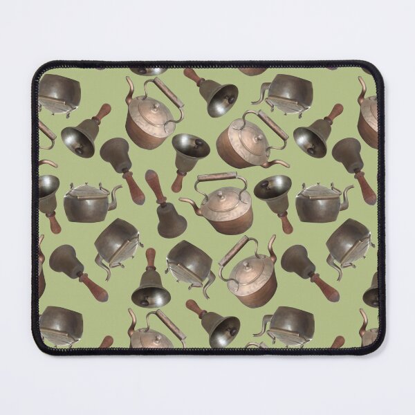 Item preview, Antique Bells and Copper Kettles on Pale Khaki designed and sold by Art in My Loft.