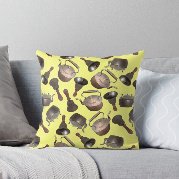 Item preview, Antique Bells and Copper Kettles on Light Yellow designed and sold by Art in My Loft.