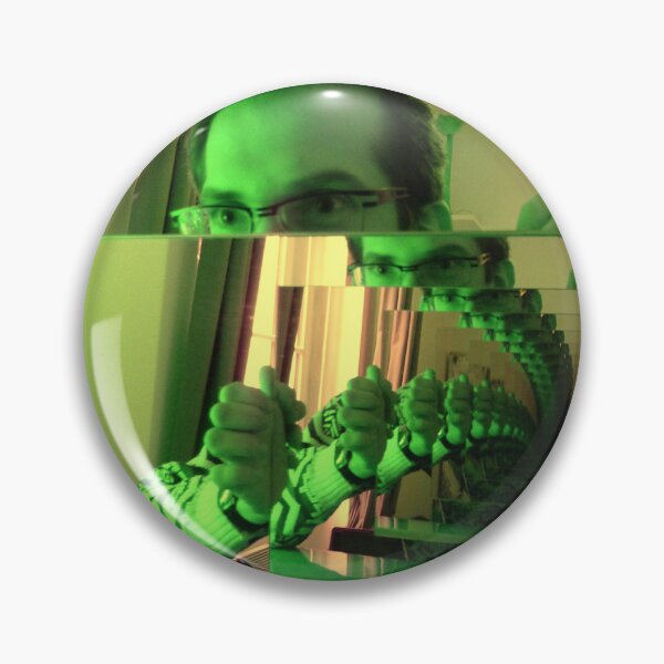 Item preview, Filtered photography portrait of man in neon green mirror designed and sold by Carré Comme Orange.