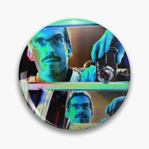Item preview, Filtered photography portrait of man in neon mirror designed and sold by Carré Comme Orange.