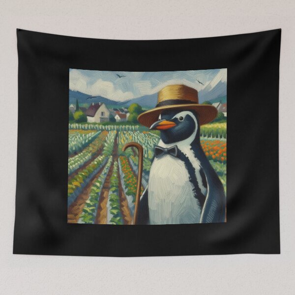 Item preview, Penguin The Proud Gardener Painting designed and sold by CowCanvas.