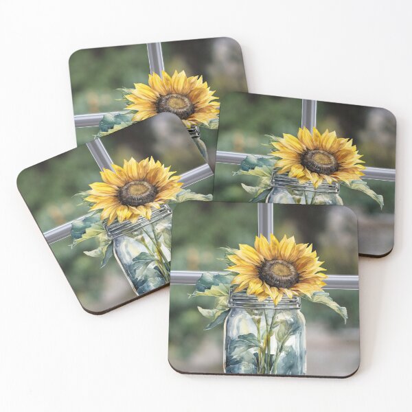 Item preview, Mason Jar with Sunflower in Window designed and sold by tomorrowsart.
