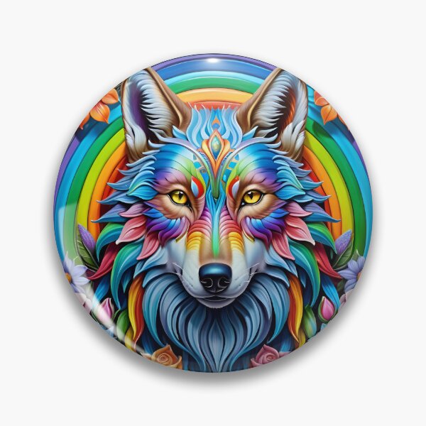 Item preview, Fantasy Rainbow Wolf With Flowers designed and sold by TheArtOfPat.