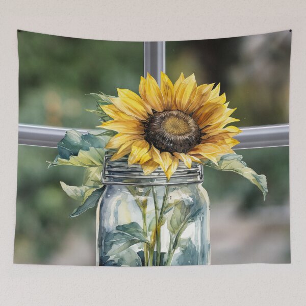 Item preview, Mason Jar with Sunflower in Window designed and sold by tomorrowsart.