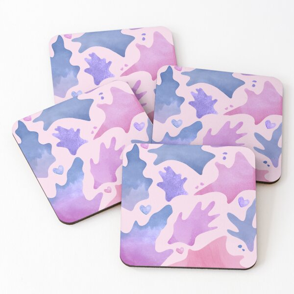 Item preview, Watercolour shapes and hearts on pink background designed and sold by Fantacaroo Designs.