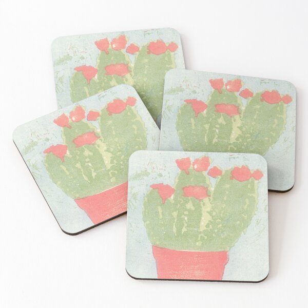Item preview, Woodblock Print of Flowering Cactus designed and sold by kapowy27.