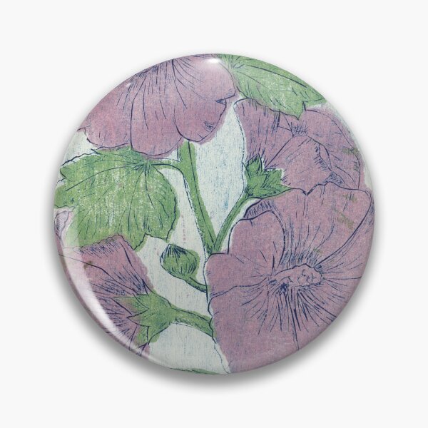 Item preview, Color Alcea Hollyhock Woodblock Print designed and sold by kapowy27.