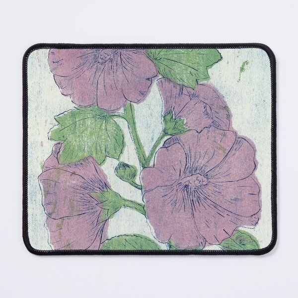 Item preview, Color Alcea Hollyhock Woodblock Print designed and sold by kapowy27.