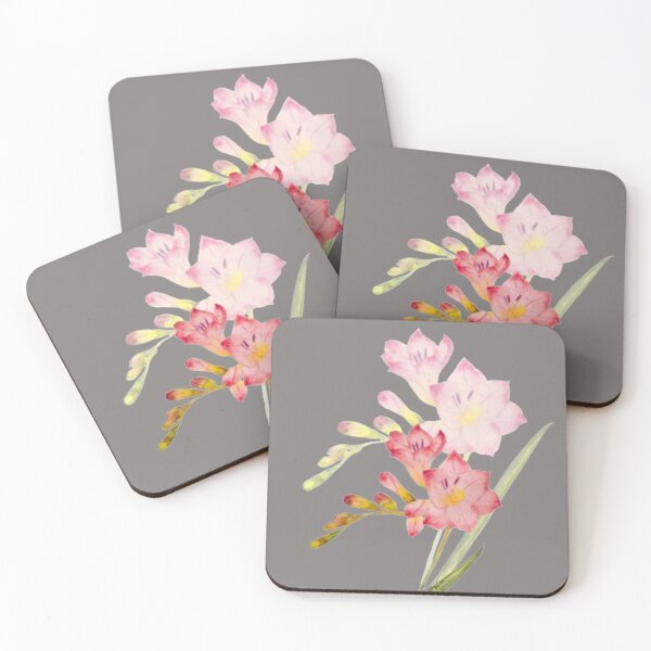 Item preview, Hand-painted pink freesia designed and sold by WatercolourLily.