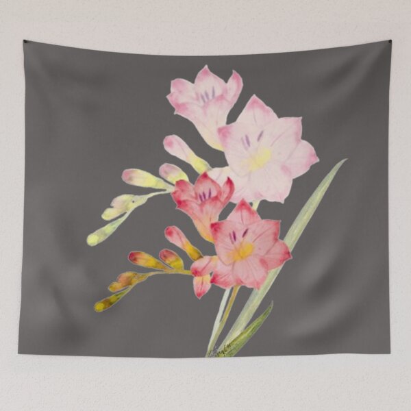 Item preview, Hand-painted pink freesia designed and sold by WatercolourLily.