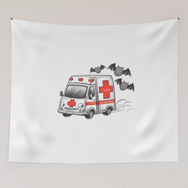 Item preview, Blood Drive, FunnyFits70, Bats, Ambulance, Funny, Humor, Cute, Spooky, Blood Drive, Silly, illustration,  designed and sold by FunnyFits70.