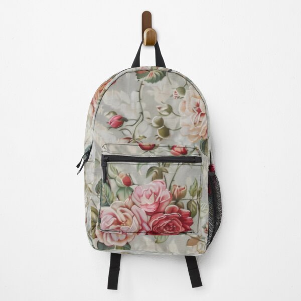 Item preview, Shabby chic red and pink floral pattern on grey background designed and sold by PrettyPinkSkies.