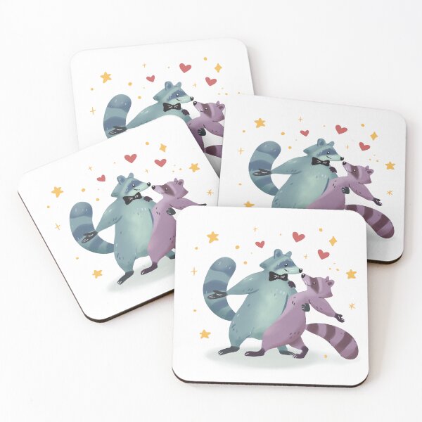 Item preview, dancing raccoons - playful woodland animals designed and sold by Patrick Gervacio.