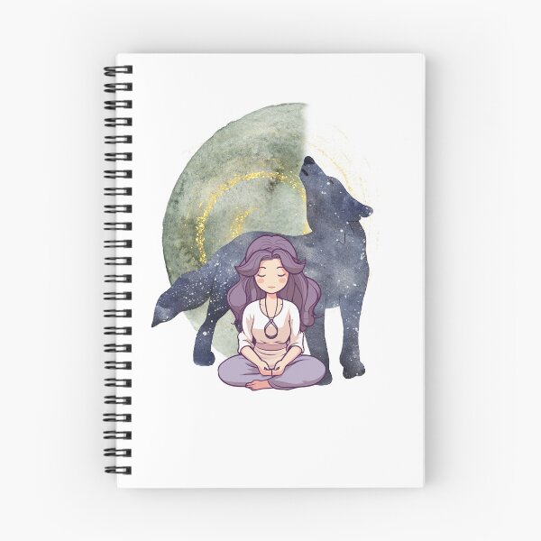 Item preview, Witchy Mystical Wolf Girl Anime Meditating  designed and sold by WildWoodlandWitch.