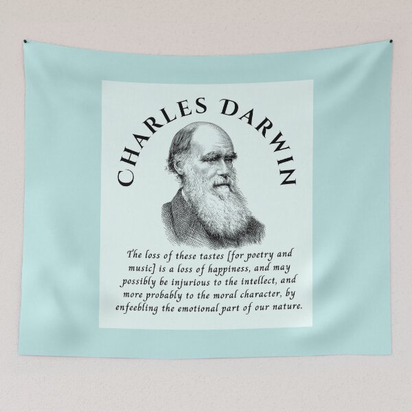 Item preview, Charles Darwin portrait and quote: The loss of these tastes is a loss of happiness, and may possibly be injurious to the intellect... designed and sold by artbleed.