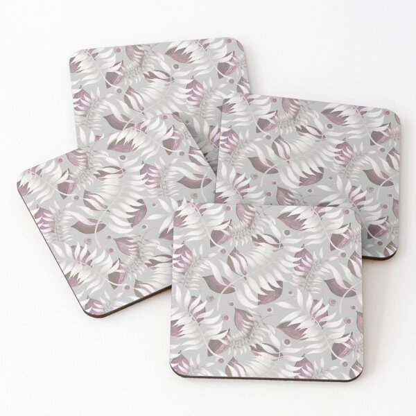 Item preview, Silver Grey Leafy Veil – watercolor leaves and ferns designed and sold by Rebecca Hunter.