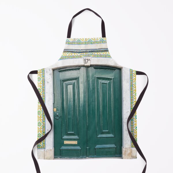 Item preview, The green door nr. 17A portugese yellow tiles - alfama, lisbon, portugal street and travel photography designed and sold by Christa Stroo Photography.