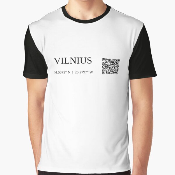 city of vilnius lietuva text gps coords - light t-shirt graphique