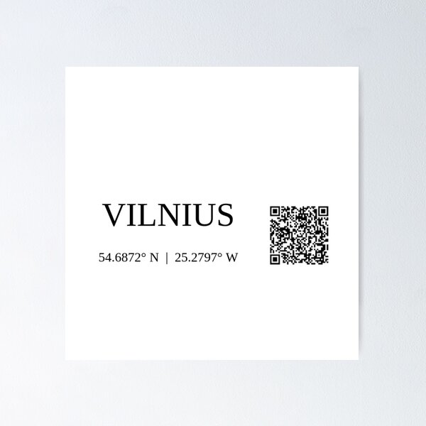 city of vilnius lietuva text gps coords - light poster