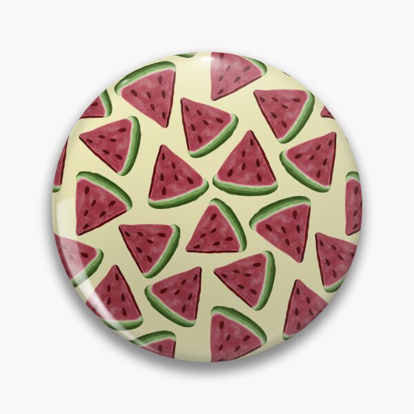 Item preview, Gouache watermelon fruit slices on a pastel yellow background designed and sold by JasmineGDesigns.