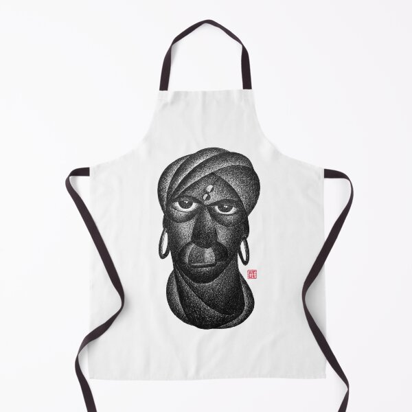 Item preview, Indian Village Man Portrait Pen and Ink Drawing designed and sold by Wiggly Lines.