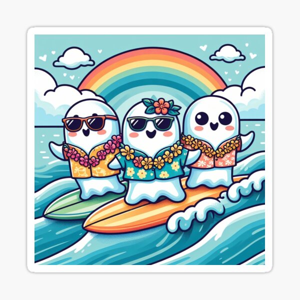Item preview,  serfing ghosts stickers designed and sold by matte1968.