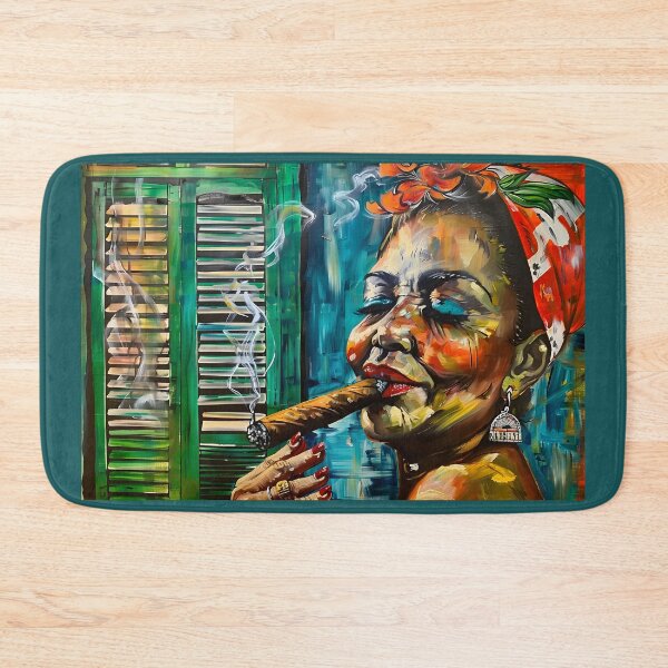 Item preview, Timeless Allure - Cuban Woman with Cigar in Vibrant Expressive Portrait AI Generated designed and sold by OlfactoART Studio.