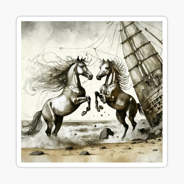 Item preview, Chincoteague Ponies in Black and White designed and sold by smnessen.