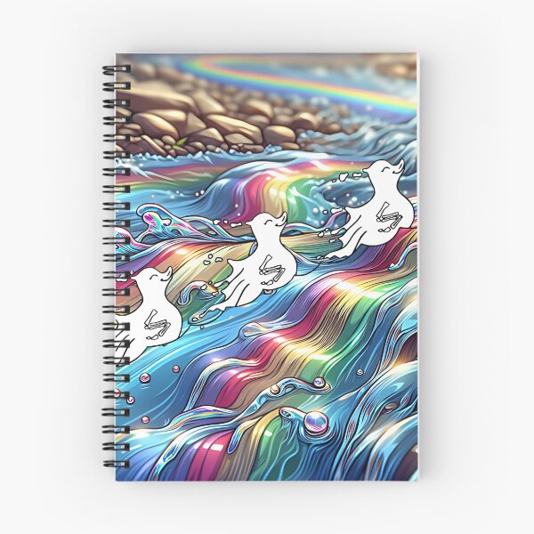 Item preview, Cute ghost ducklings swimming in rainbow river designed and sold by KHWD.