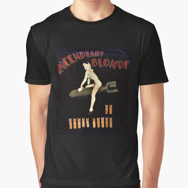 WWII Nose Art USAAF A2 Flight Bomber Jacket Art -Incendiary Blonde Pinup Graphic T-Shirt